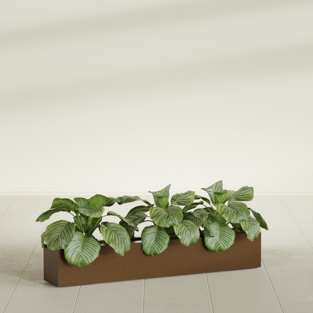 Salon Large Tall Rectangle Fiberglass Planter - 48 in x 8 in x 8 in - Metallic Bronze - Metallic Bronze,48 in x 8 in x 8 in