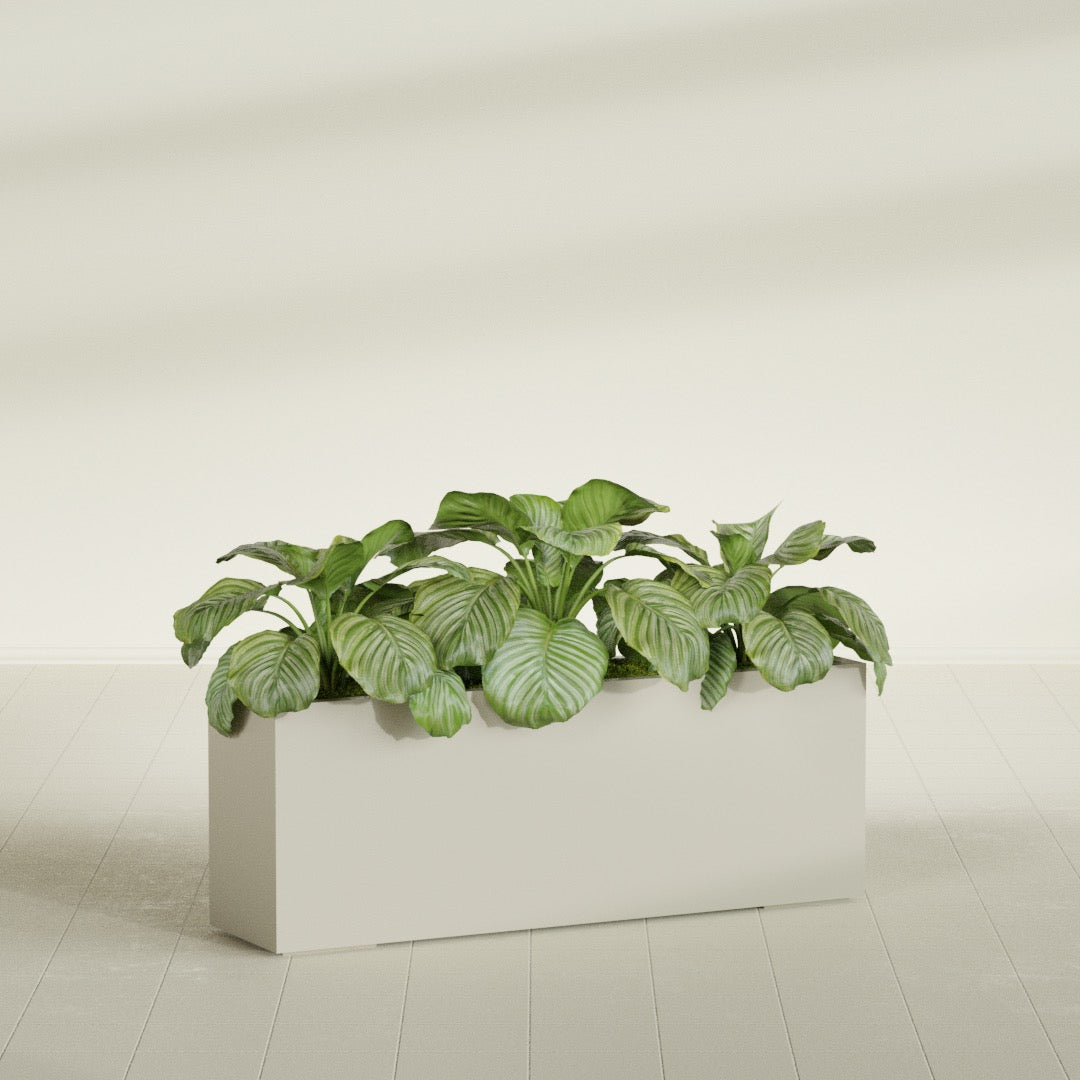 Miami Extra Large Narrow Rectangle Fiberglass Planter - 48 in x 12 in x 18 in - Satin Beige - Satin Beige,48 in x 12 in x 18 in