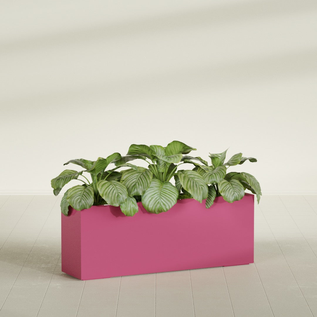 Miami Extra Large Narrow Rectangle Fiberglass Planter - 48 in x 12 in x 18 in - Gloss Pink Violet - Gloss Pink Violet,48 in x 12 in x 18 in