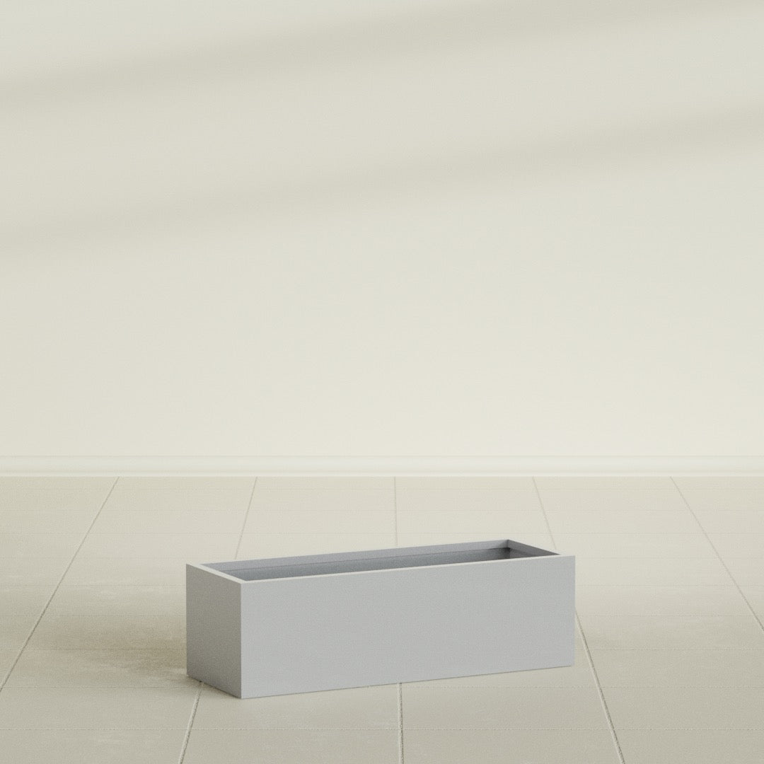 Reade Small Tabletop Rectangle Fiberglass Planter - 14 in x 5 in x 4.3 in - Metallic Silver - Metallic Silver,14 in x 5 in x 4.3 in
