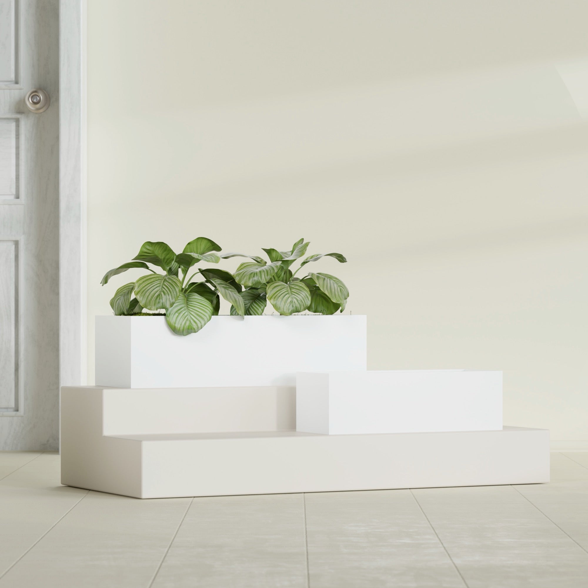 Reade Small Tabletop Rectangle Fiberglass Planter - 14 in x 5 in x 4.3 in - Gloss White - Gloss White,14 in x 5 in x 4.3 in