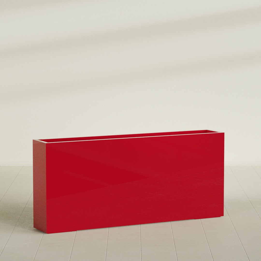Delray Extra Large Long Rectangle Fiberglass Planter - 72 in x 12 in x 32 in - Gloss Red - Gloss Red,72 in x 12 in x 32 in