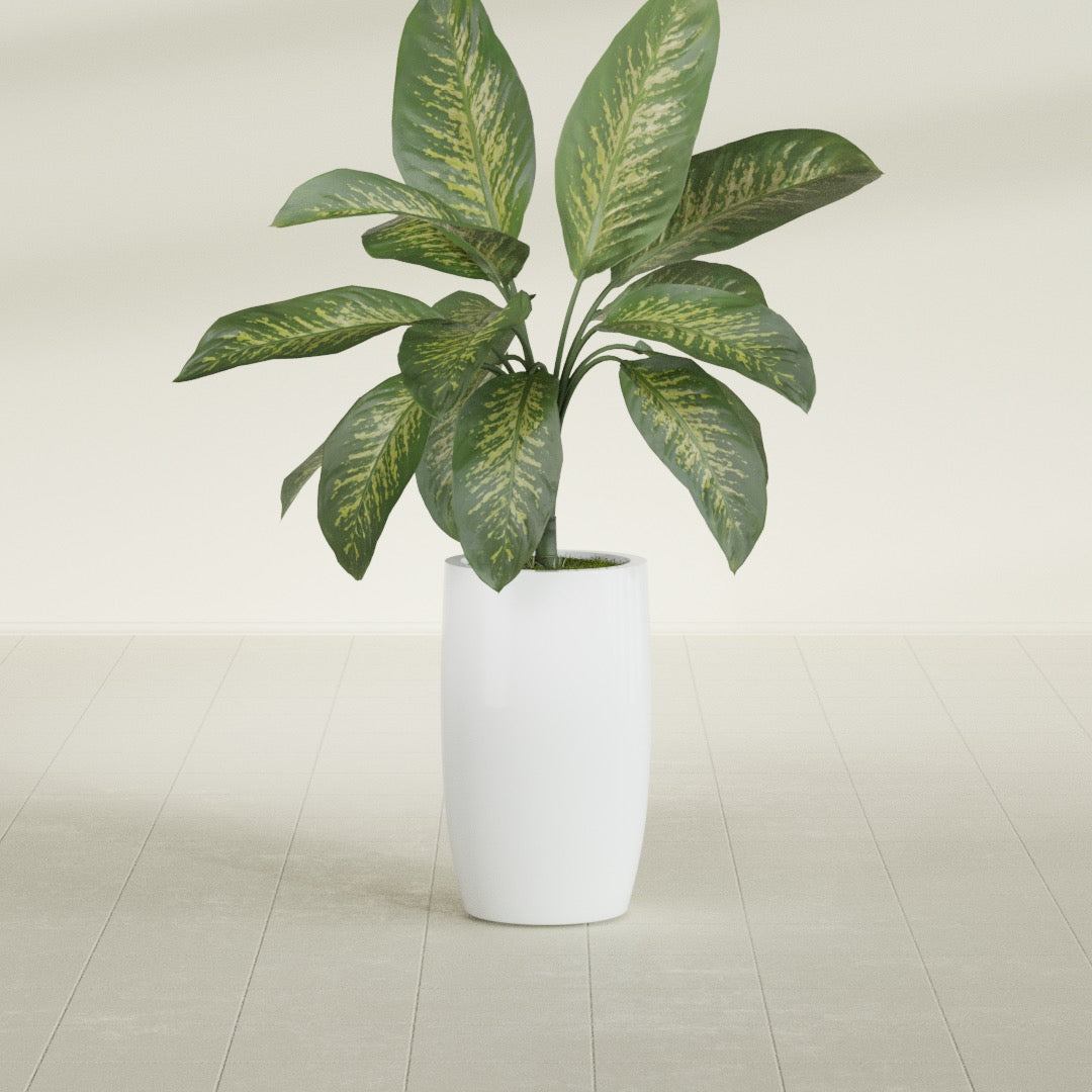 Lisbon Medium Round Fiberglass Planter - 14 in x 14 in x 25 in - Matte White - Matte White,14 in x 14 in x 25 in
