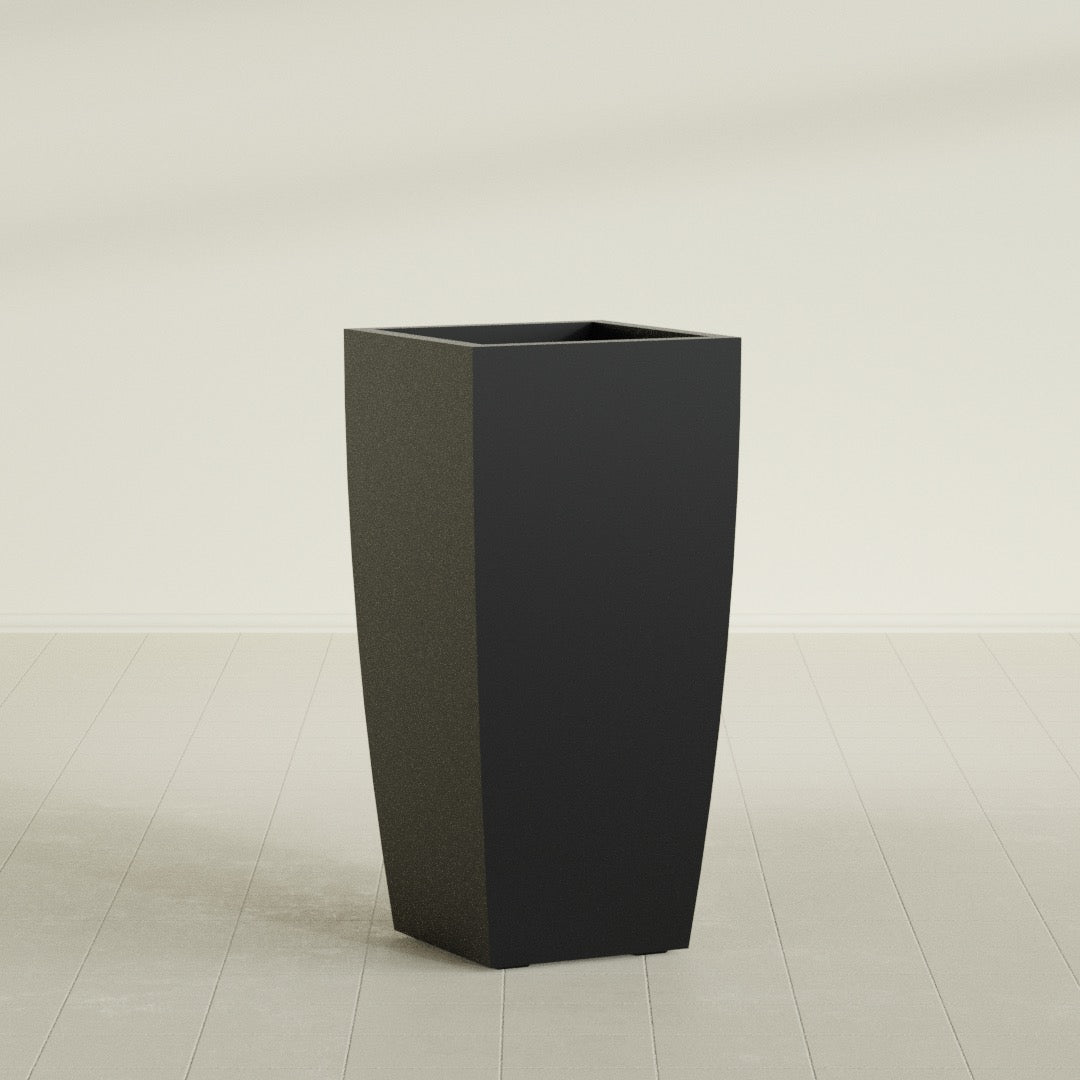 Toulan Large Tall Tapered Square Fiberglass Planter - 20 in x 20 in x 42 in - Matte Black - Matte Black,20 in x 20 in x 42 in
