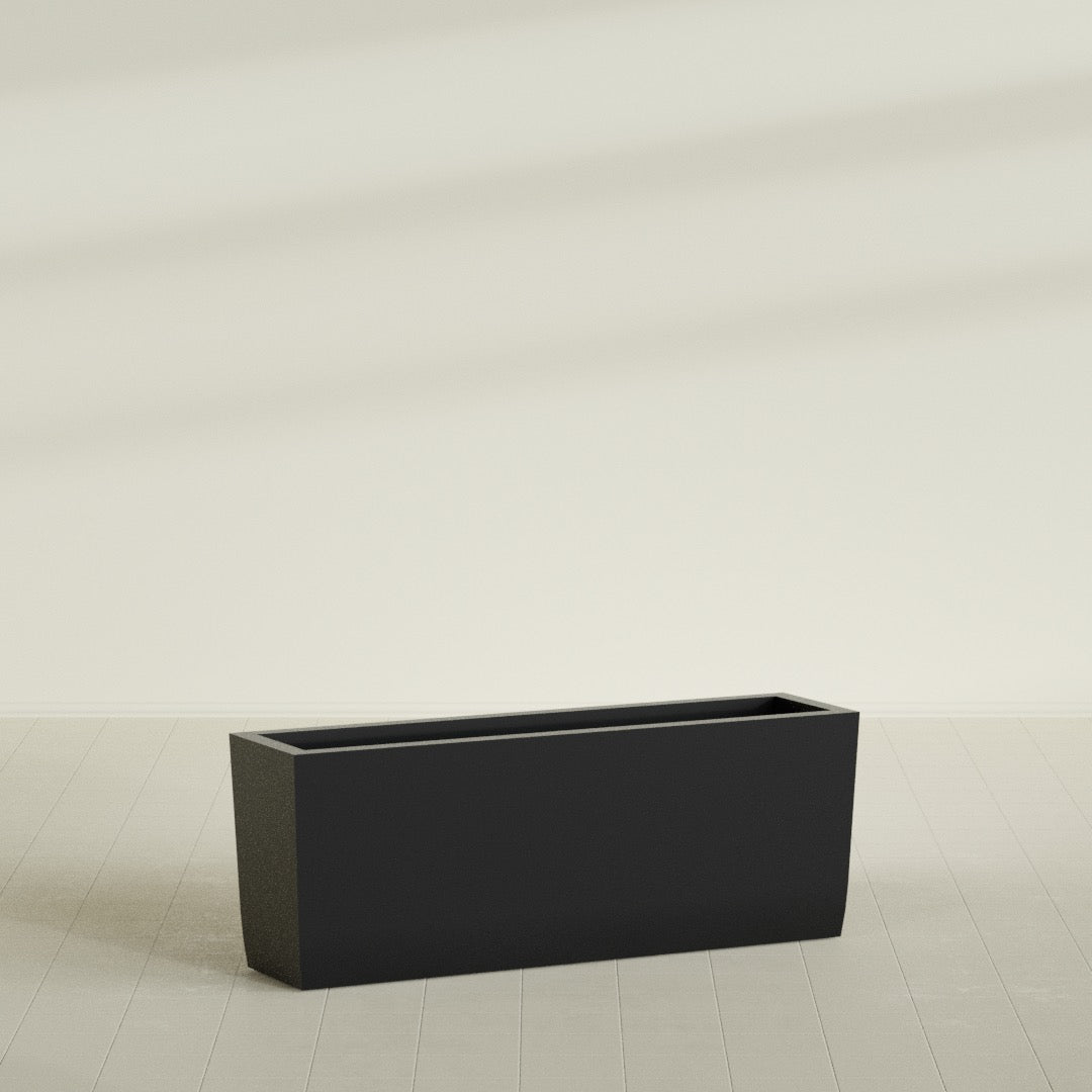 Panama Extra Large Long Rectangle Fiberglass Planter - 48 in x 12 in x 18 in - Matte Black - Matte Black,48 in x 12 in x 18 in