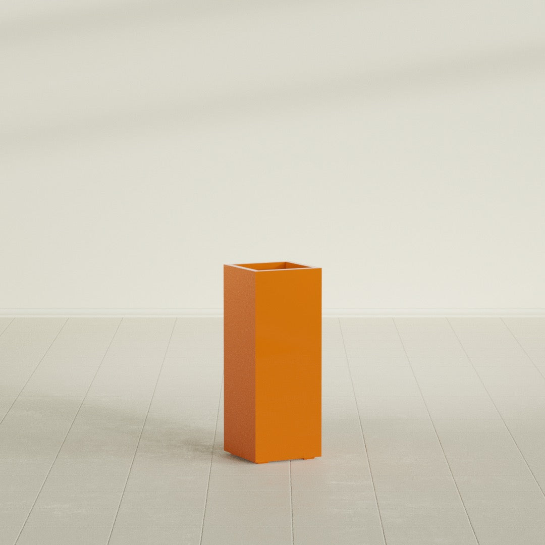 Perth Large Tall Rectangle Fiberglass Planter - 16 in x 16 in x 42 in - Gloss Tangerine - Gloss Tangerine,16 in x 16 in x 42 in