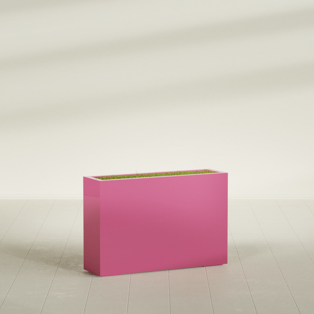 Milano Large Narrow Rectangle Fiberglass Planter - 36 in x 10 in x 24 in - Gloss Pink Violet - Gloss Pink Violet,36 in x 10 in x 24 in