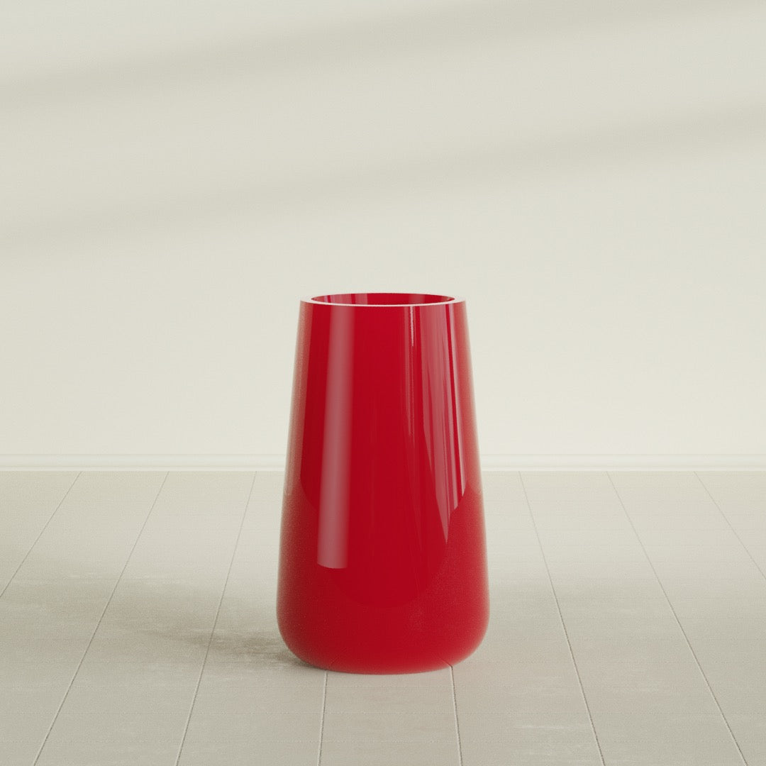 Saigon Extra Large Tapered Round Planter - 19 in x 24 in x 42 in - Gloss Red - Gloss Red,19.2 in x 24.2 in x 42 in