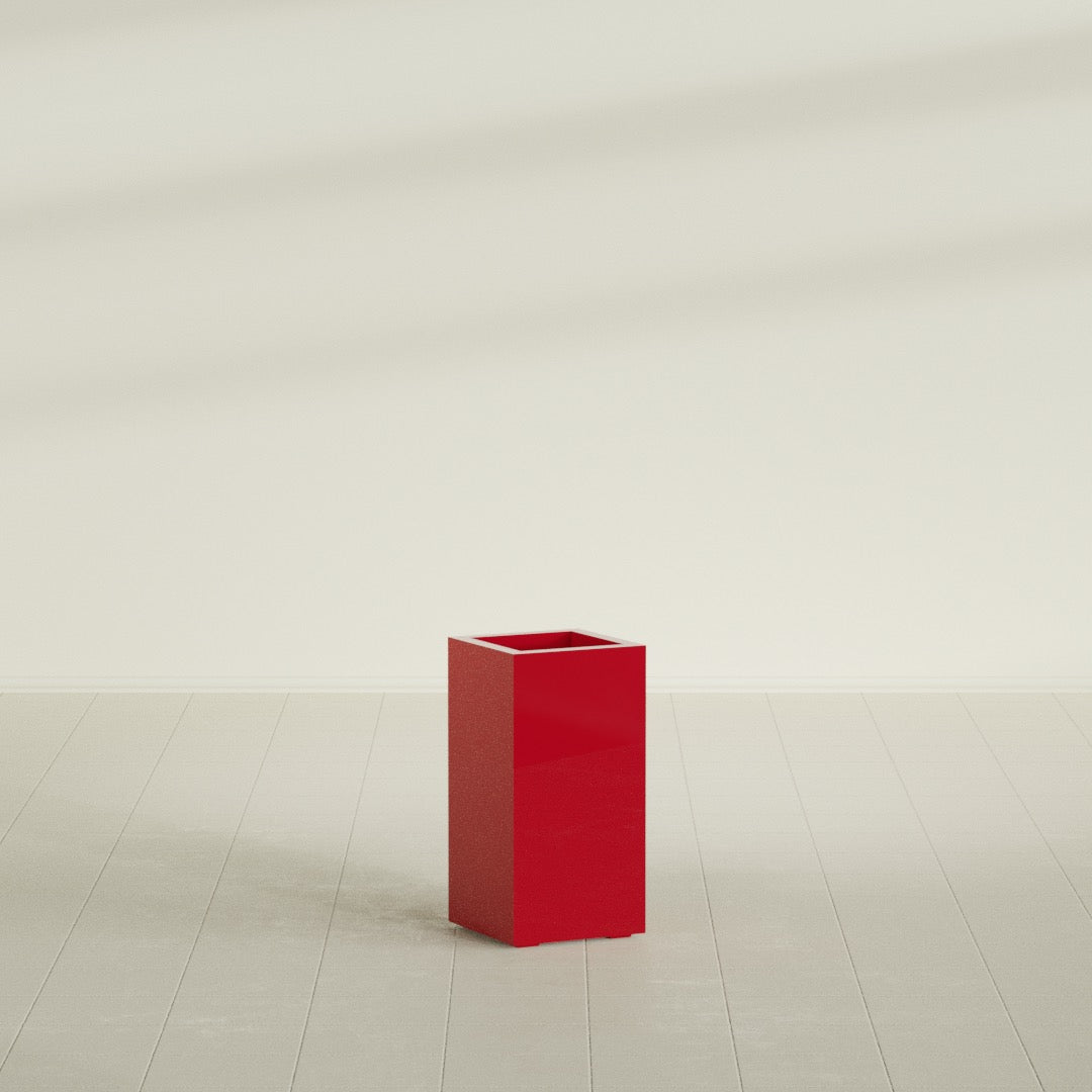 Hollywood Medium Rectangle Fiberglass Planter - 12 in x 12 in x 24 in - Gloss Red - Gloss Red,12 in x 12 in x 24 in