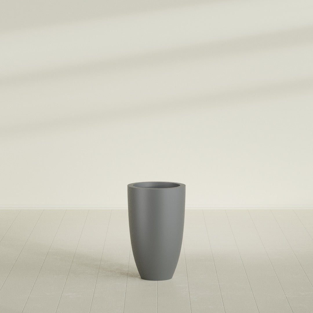 Brannan Medium Round Fiberglass Planter - 18 in x 18 in x 29 in - Metallic Gunmetal - Metallic Gunmetal,18 in x 18 in x 29 in