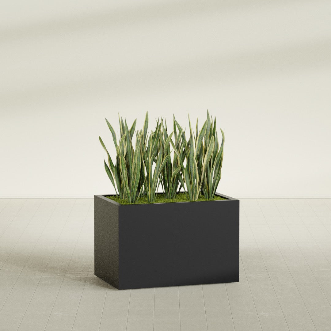 Granada Large Rectangle Fiberglass Planter - 36 in x 24 in x 24 in - Matte Black - Matte Black,36 in x 24 in x 24 in