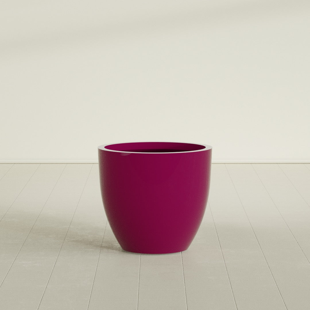 Wannsee Large Round Fiberglass Planter - 33 in x 33 in x 29 in - Gloss Eggplant - Gloss Eggplant,33 in x 33 in x 29 in