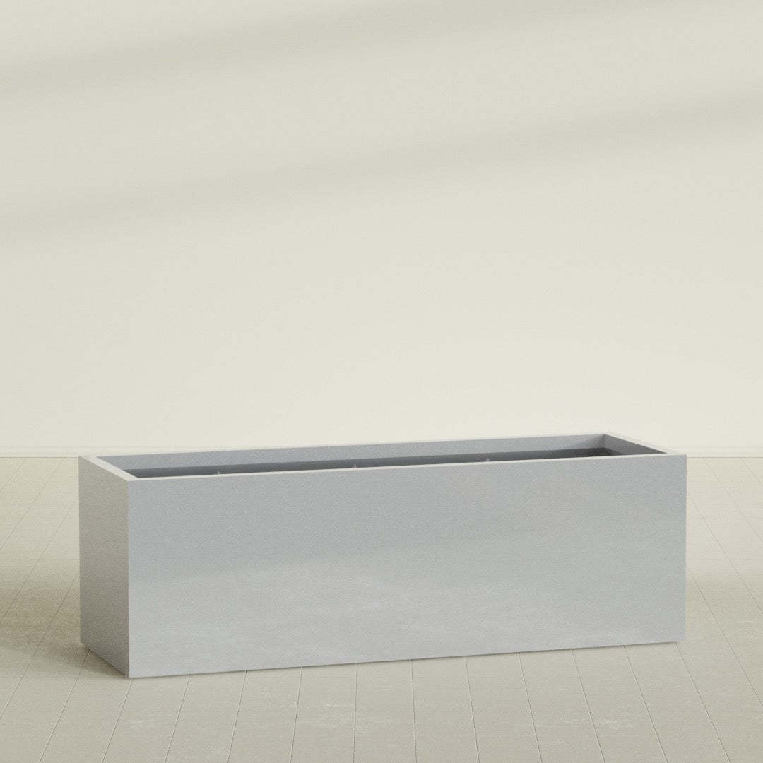 Granada Extra Large Long Rectangle Fiberglass Planter - 72 in x 24 in x 24 in - Metallic Silver - Metallic Silver,72 in x 24 in x 24 in