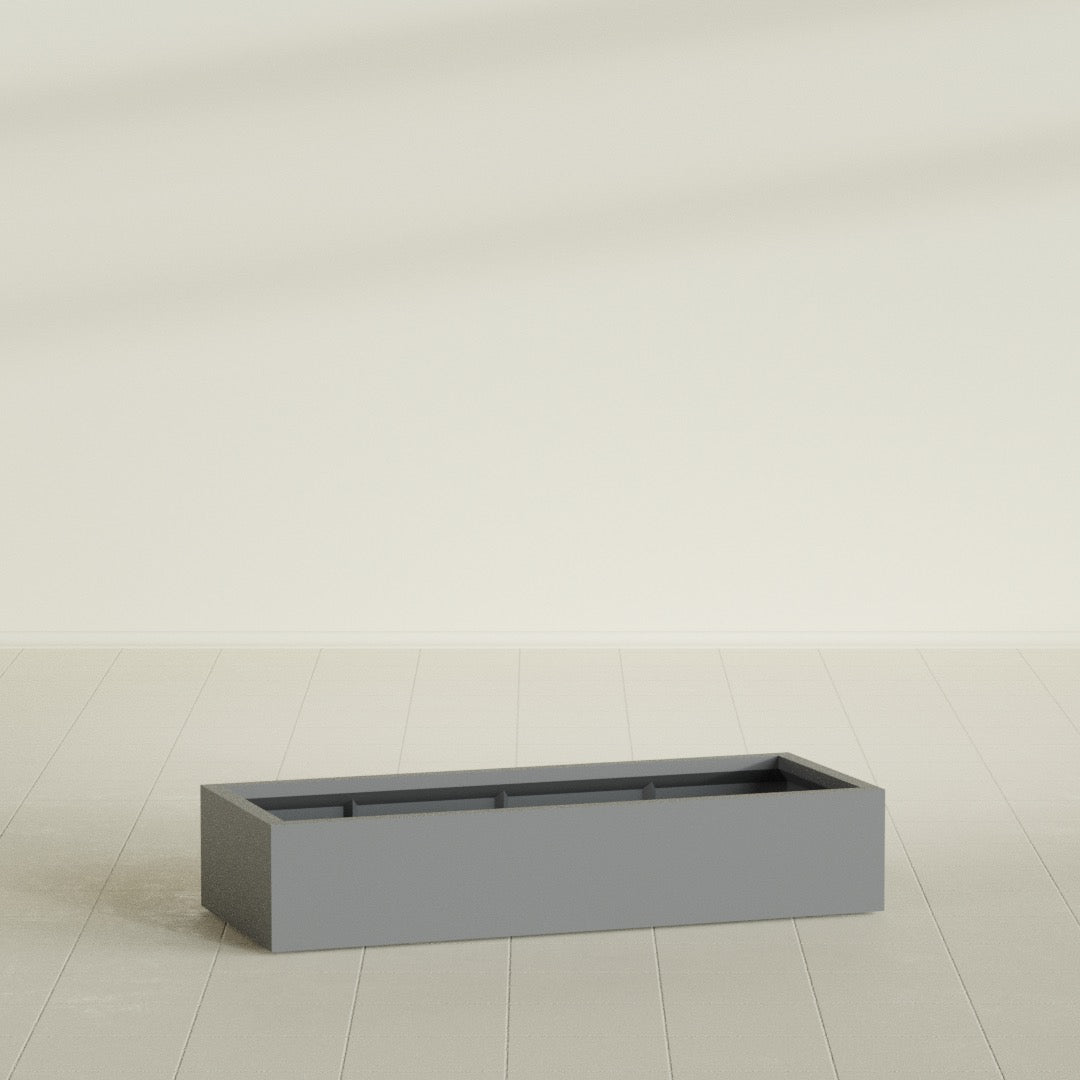 Antwerp Extra Large Long Rectangle Fiberglass Planter - 60 in x 24 in x 12 in - Metallic Gunmetal - Metallic Gunmetal,60 in x 24 in x 12 in