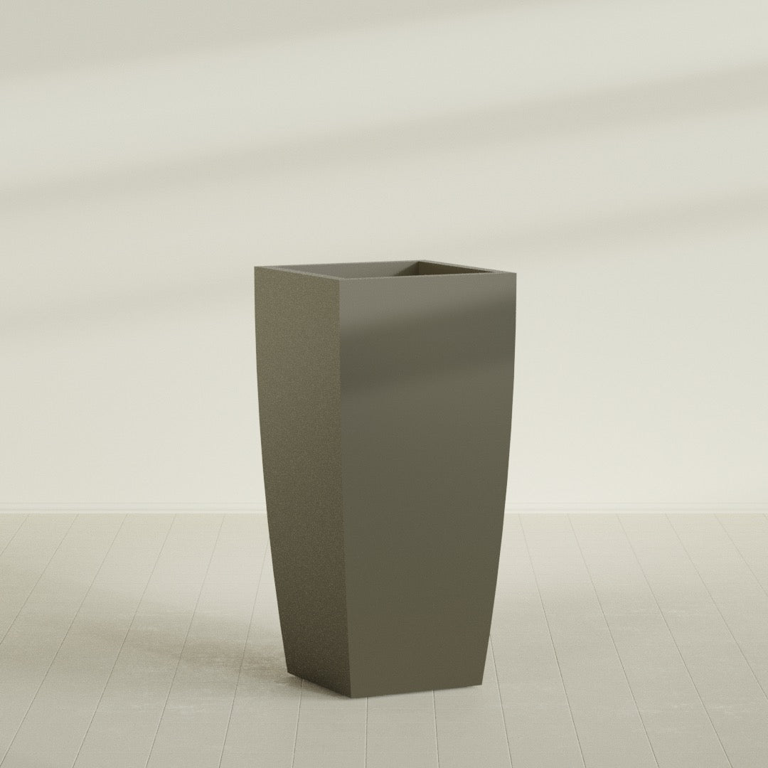 Toulan Extra Large Tall Tapered Square Fiberglass Planter - 28 in x 28 in x 60 in - Matte Bronze - Matte Bronze,28 in x 28 in x 60 in