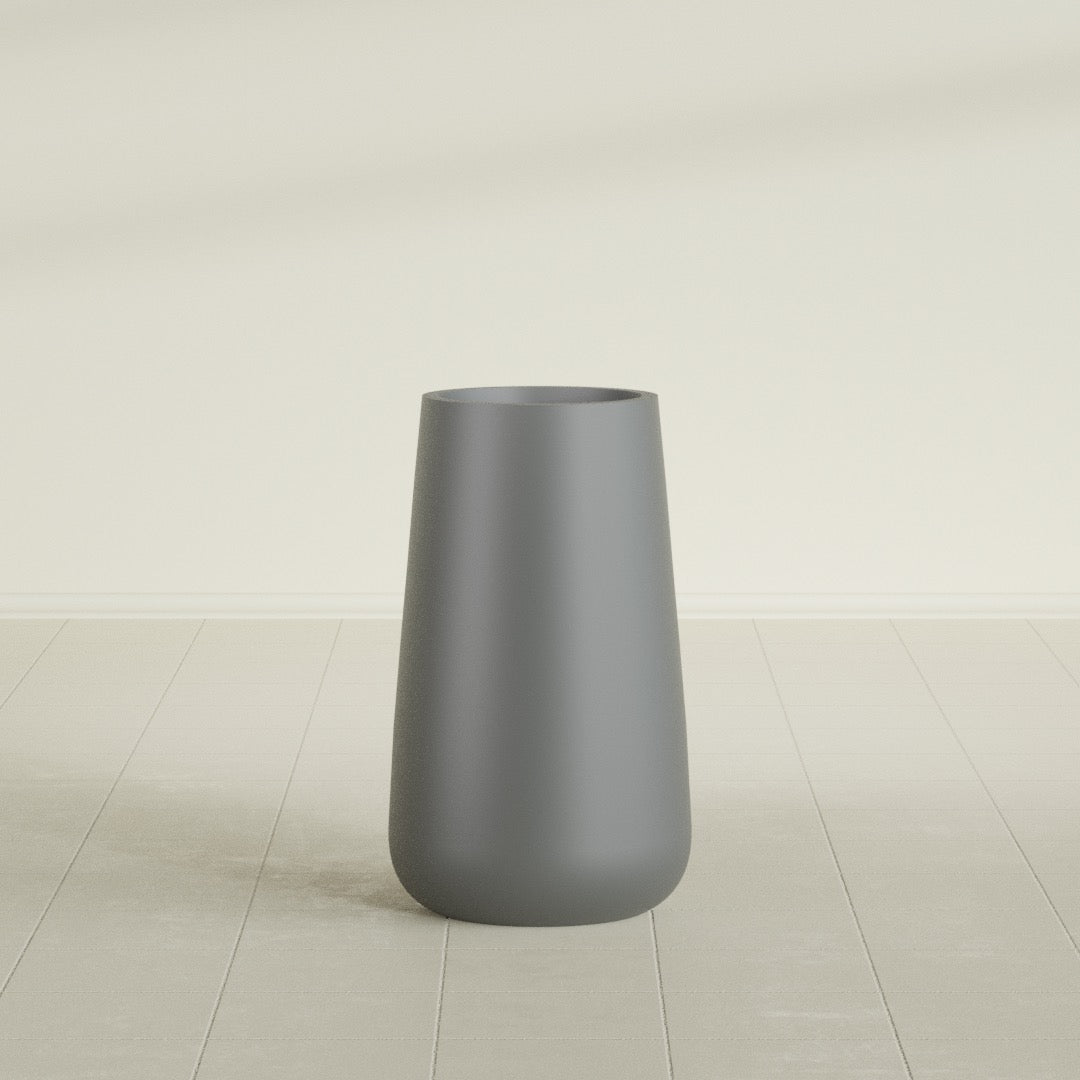 Saigon Large Tapered Round Planter - 16 in x 21 in x 36 in - Metallic Gunmetal - Metallic Gunmetal,16.4 in x 20.7 in x 36 in