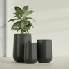 Tall Hayden Medium Round Fiberglass Planter - 18 in x 18 in x 29 in - Matte Charcoal - Matte Charcoal,18 in x 18 in x 29 in