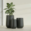Tall Hayden Medium Round Fiberglass Planter - 15 in x 15 in x 23 in - Matte Charcoal - Matte Charcoal,15 in x 15 in x 23 in