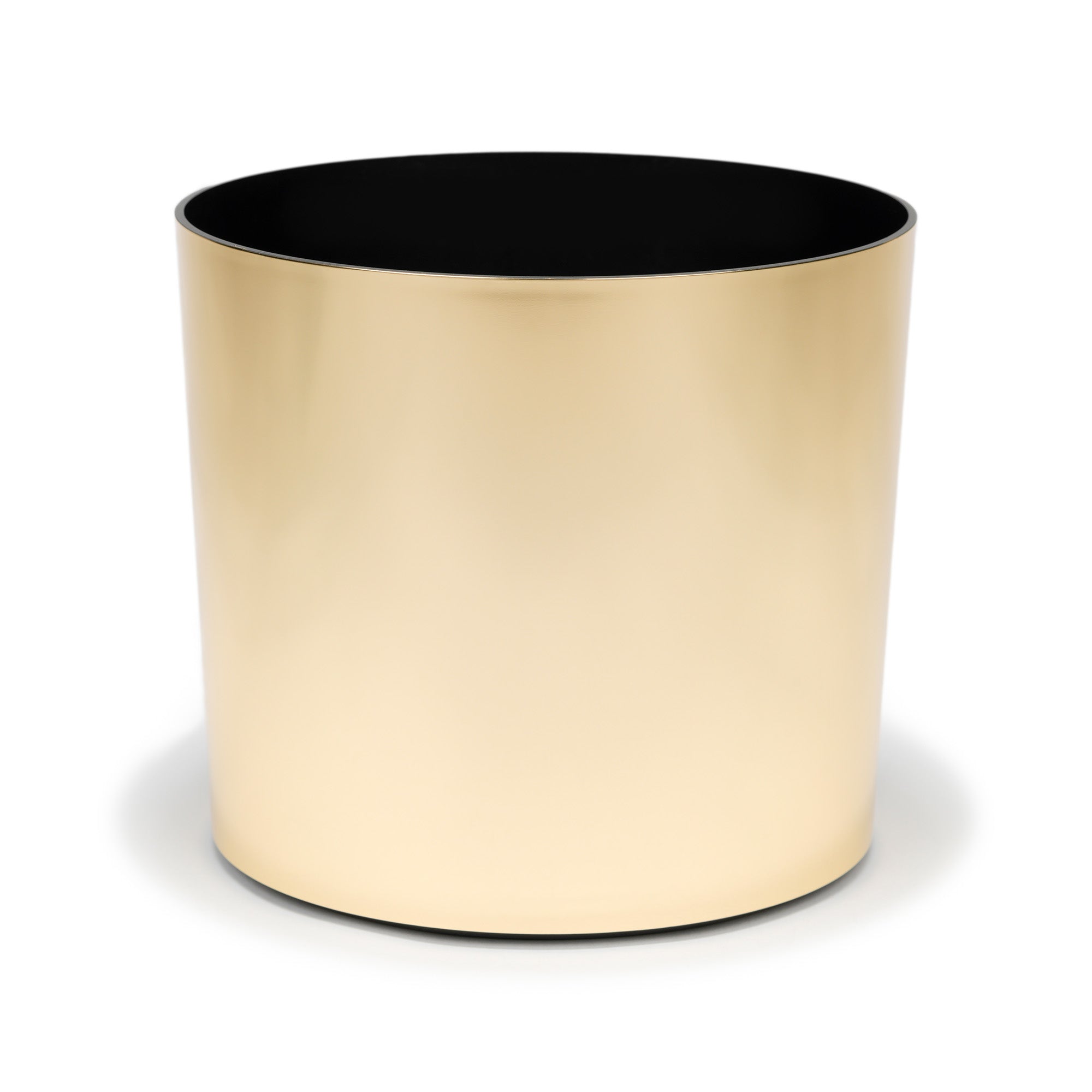 Small Round Metallic Plastic Planter - 9 in x 9 in x 7 in - Reflective Brass - Reflective Brass,9 in x 9 in x 7 in