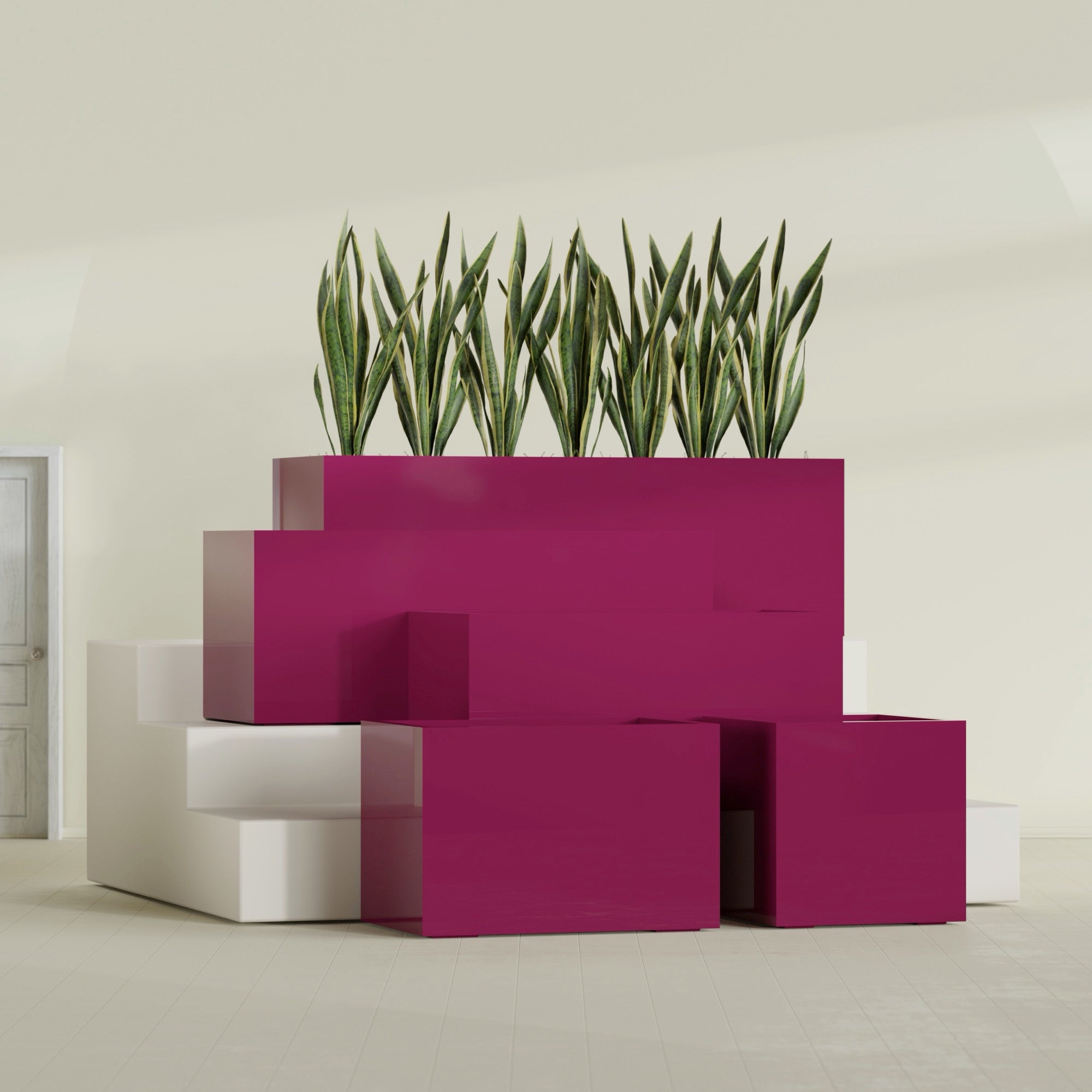 Granada Large Rectangle Fiberglass Planter - 36 in x 24 in x 24 in - Gloss Eggplant - Gloss Eggplant,36 in x 24 in x 24 in