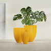 Alicante Small Round Fiberglass Planter - 15 in x 15 in x 21 in - Gloss Saffron - Gloss Saffron,15 in x 15 in x 21 in