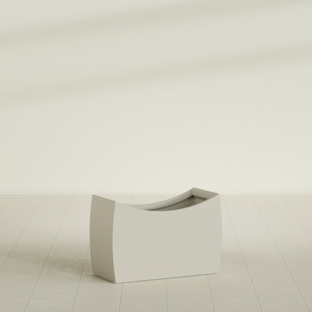 Seoul Large Curved Abstract Fiberglass Planter - 36 in x 16 in x 24 in - Satin Beige - Satin Beige,36 in x 16 in x 24 in