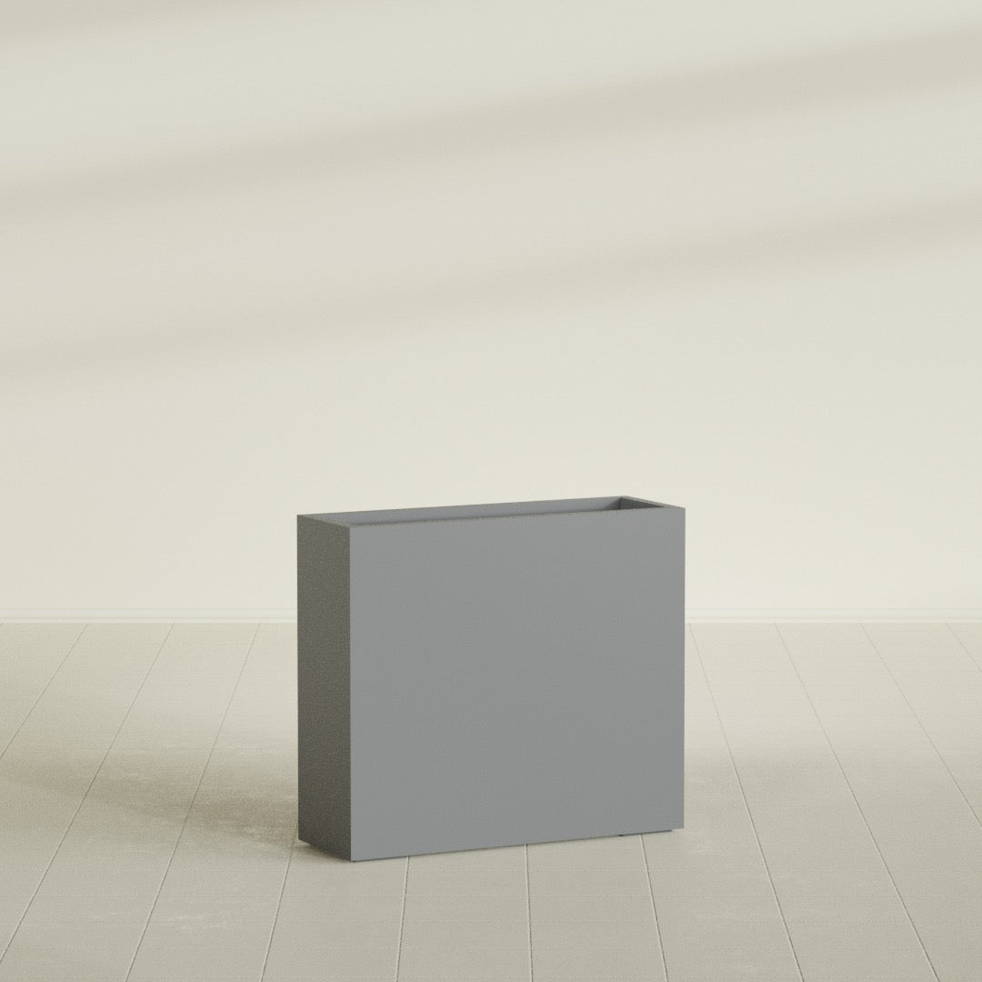 Delray Large Tall Rectangle Fiberglass Planter - 36 in x 12 in x 32 in - Metallic Gunmetal - Metallic Gunmetal,36 in x 12 in x 32 in