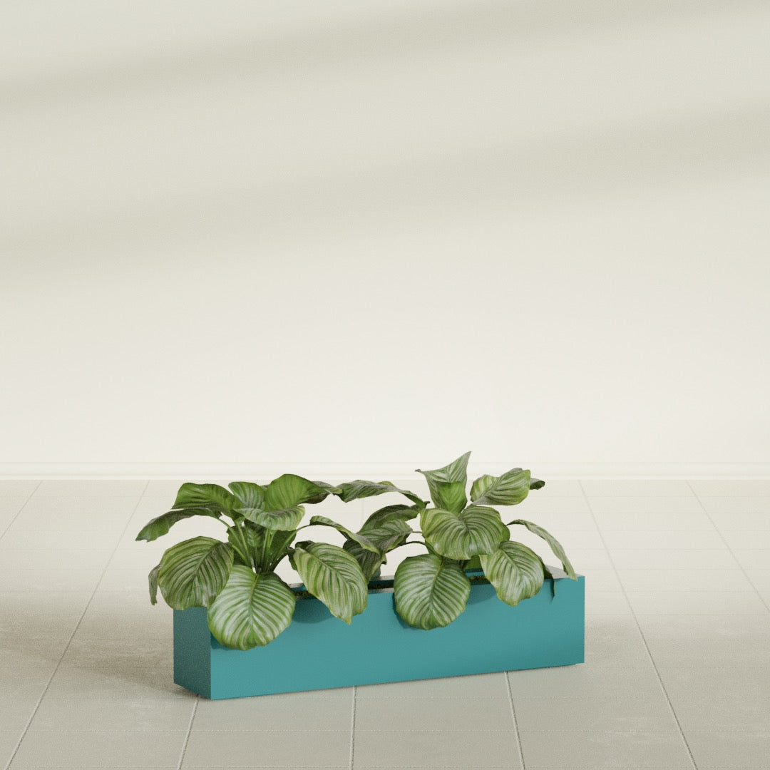 Salon Large Tall Rectangle Fiberglass Planter - 36 in x 8 in x 8 in - Satin Sea Foam - Satin Sea Foam,36 in x 8 in x 8 in