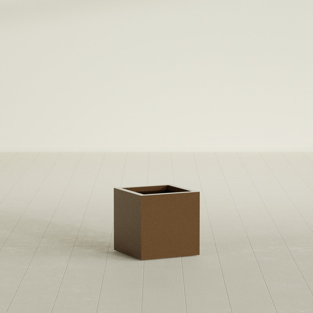 Montroy Small Cube Square Fiberglass Planter - 16 in x 16 in x 16 in - Metallic Bronze - Metallic Bronze,16 in x 16 in x 16 in