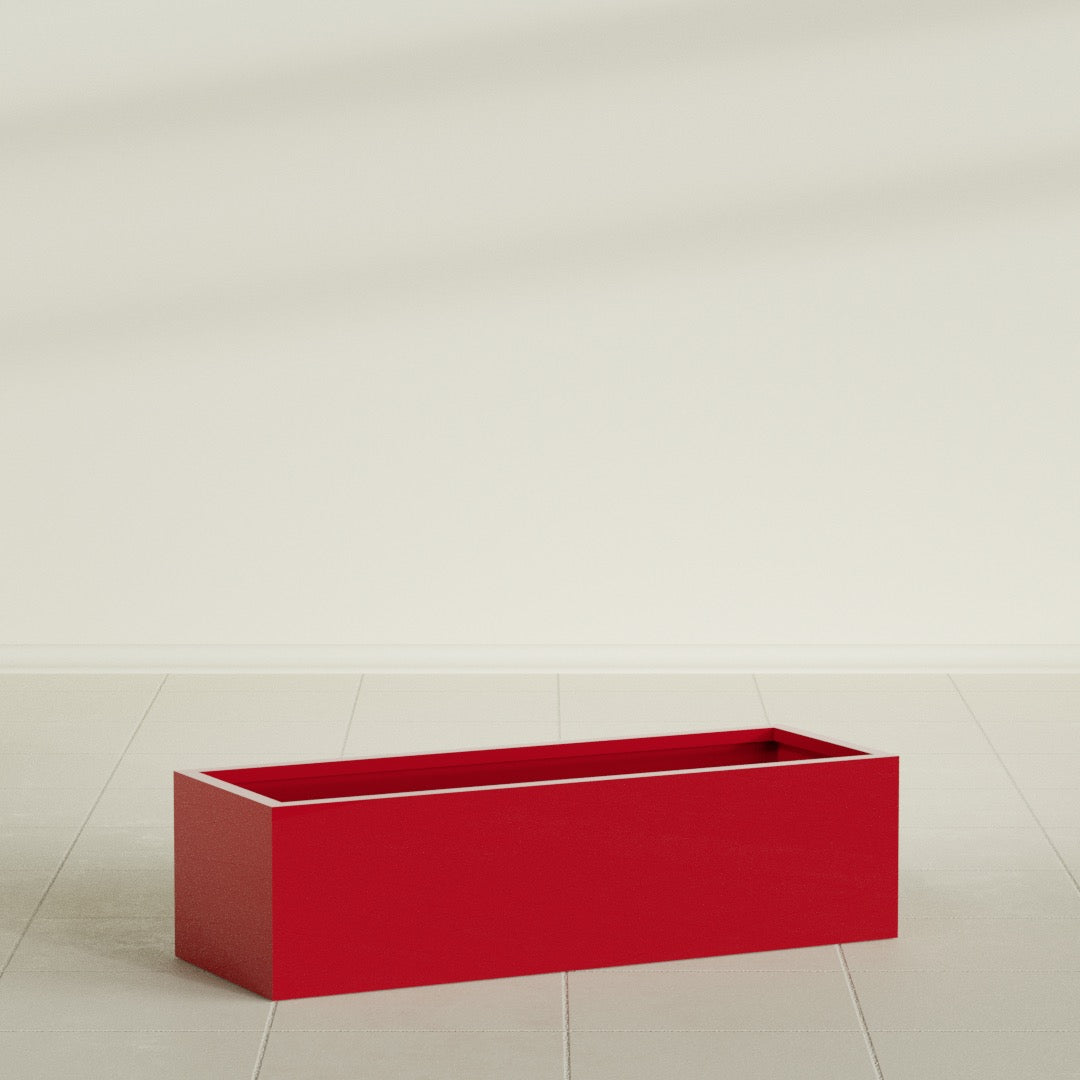 Reade Small Tabletop Rectangle Fiberglass Planter - 18 in x 6.5 in x 5 in - Gloss Red - Gloss Red,18.5 in x 6.5 in x 5 in