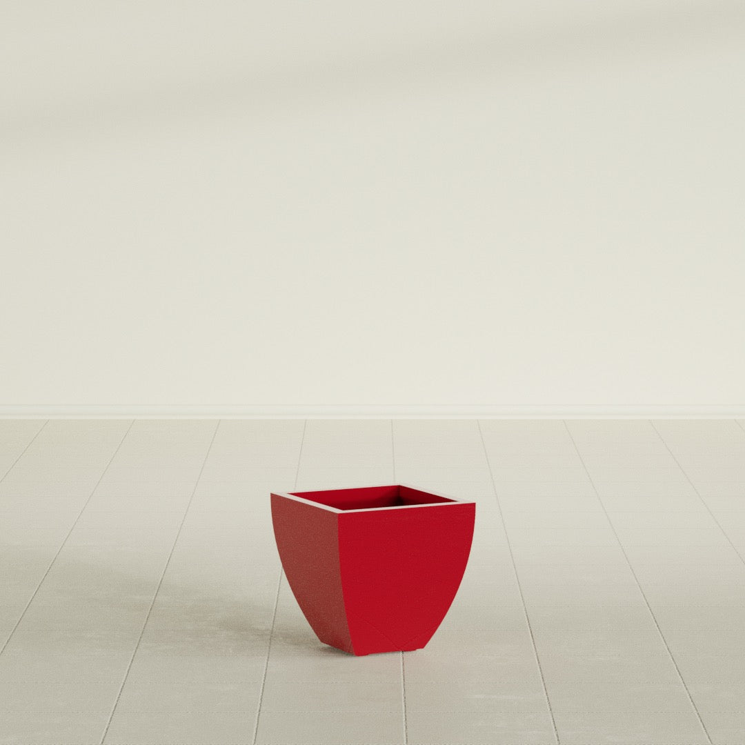 Lima Small Tapered Square Fiberglass Planter - 12 in x 12 in x 12 in - Gloss Red - Gloss Red,12 in x 12 in x 12 in
