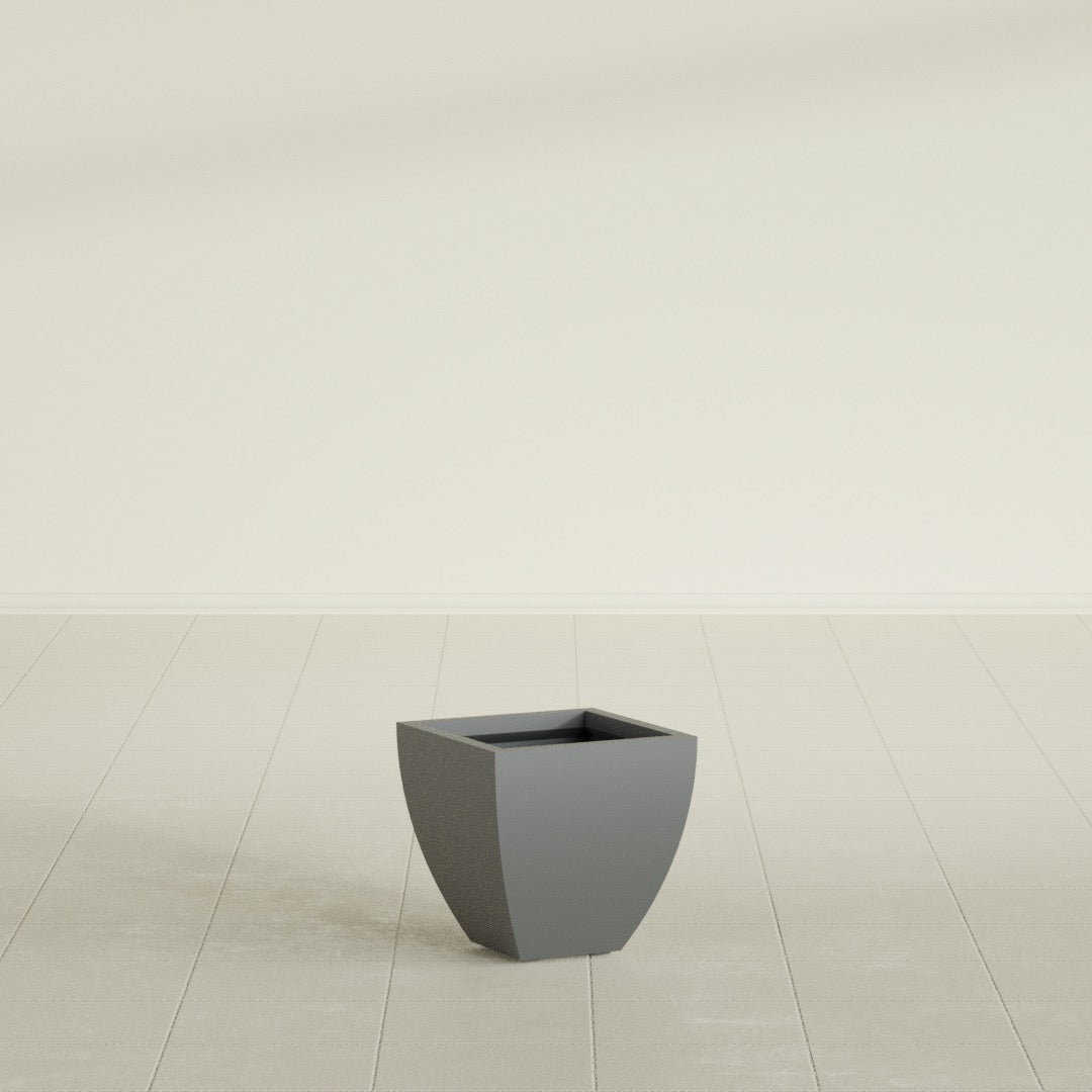 Lima Small Tapered Square Fiberglass Planter - 12 in x 12 in x 12 in - Metallic Gunmetal - Metallic Gunmetal,12 in x 12 in x 12 in