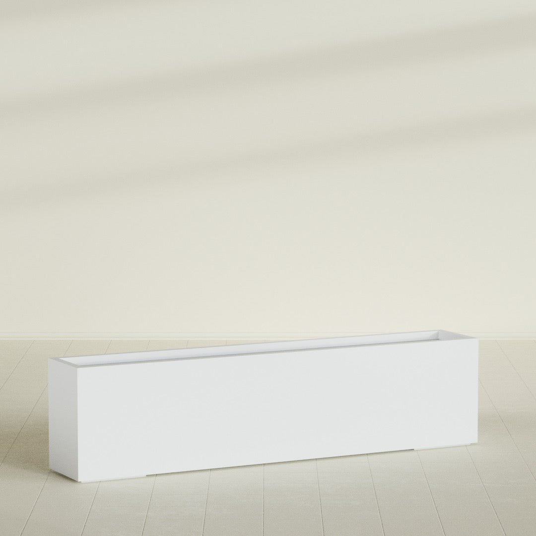 Miami Extra Large Narrow Rectangle Fiberglass Planter - 72 in x 12 in x 18 in - Gloss White - Gloss White,72 in x 12 in x 18 in