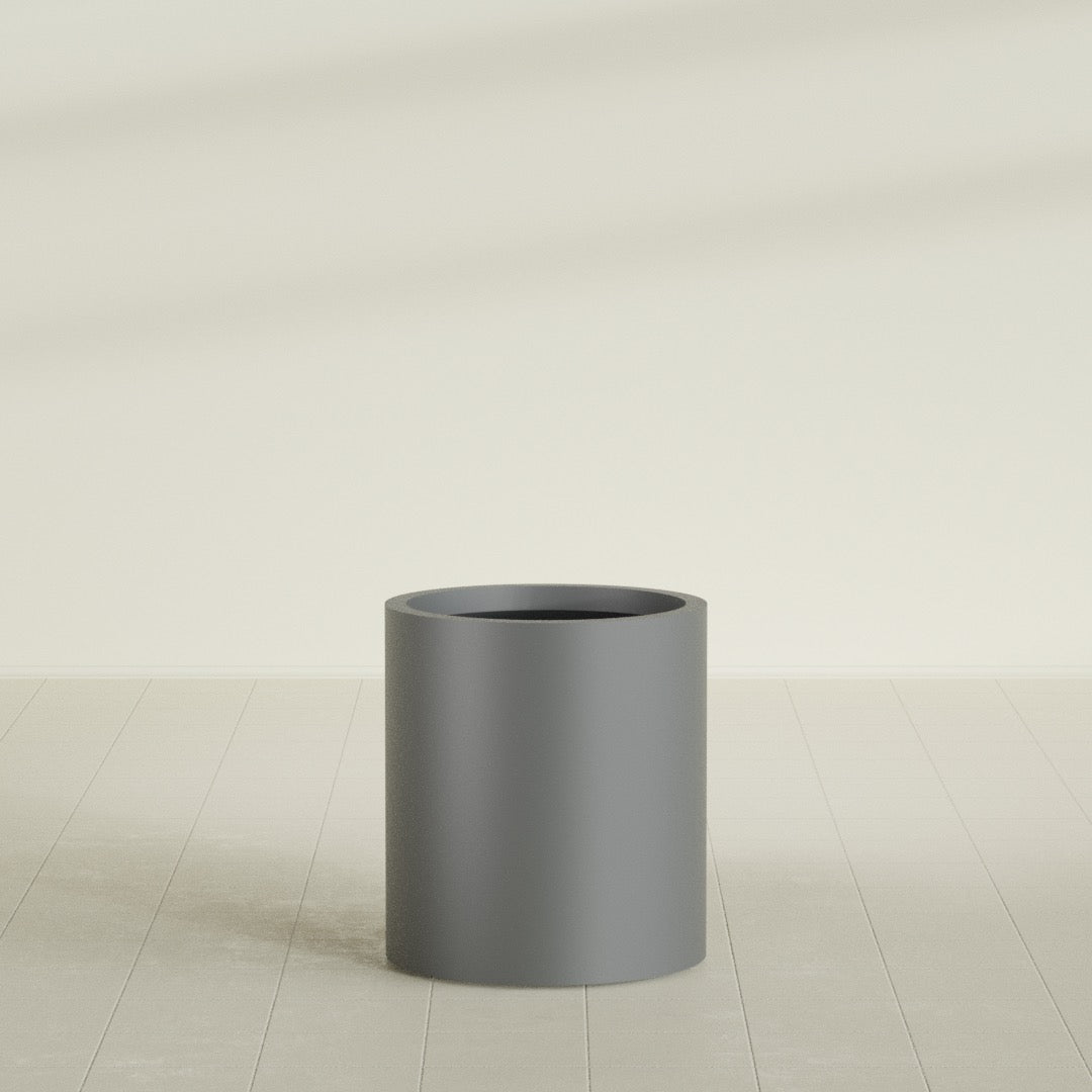 Rio Grande Medium Round Fiberglass Planter - 18 in x 18 in x 20 in - Metallic Gunmetal - Metallic Gunmetal,18 in x 18 in x 20 in