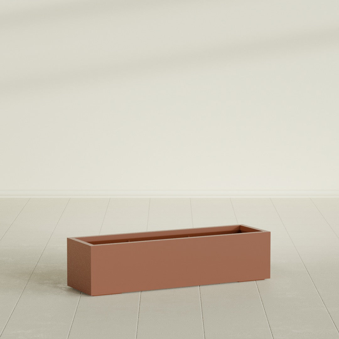 Cuba Large Long Rectangle Fiberglass Planter - 48 in x 14 in x 12 in - Matte Terracotta - Matte Terracotta,48 in x 14 in x 12 in