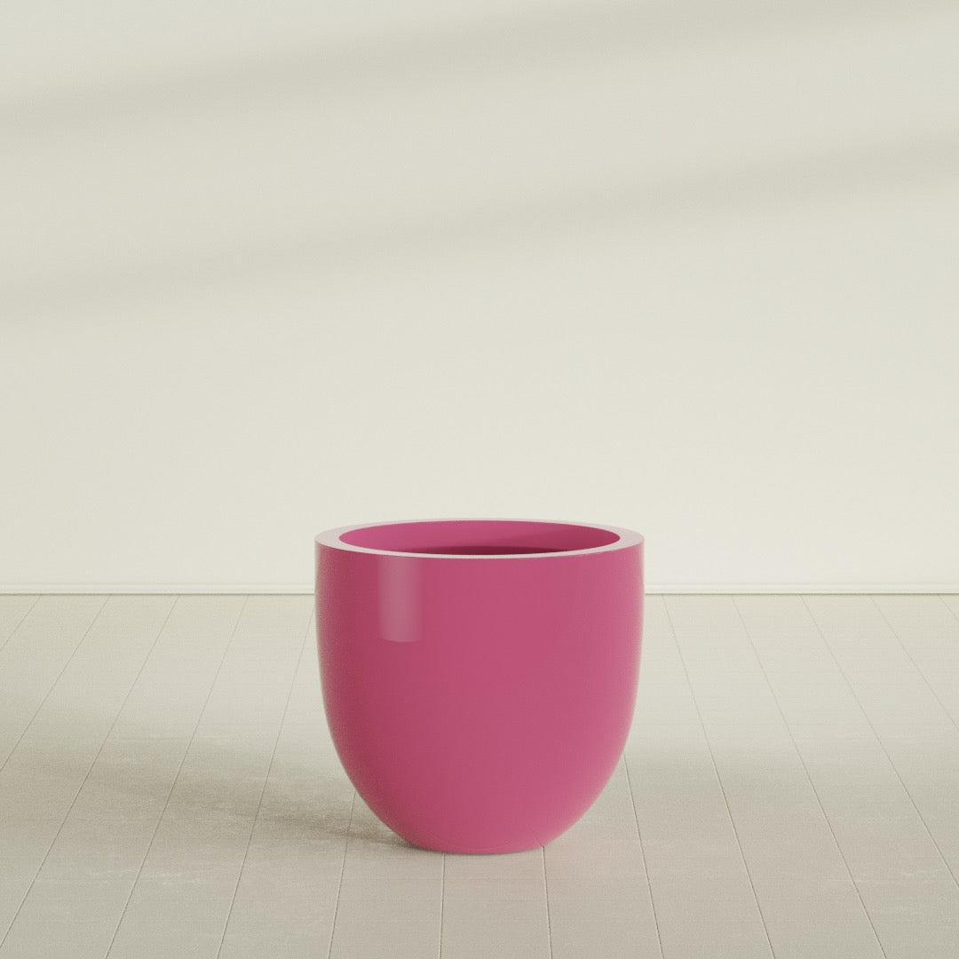 Alzira Large Round Fiberglass Planter - 30 in x 30 in x 28 in - Gloss Pink Violet - Gloss Pink Violet,30 in x 30 in x 28 in