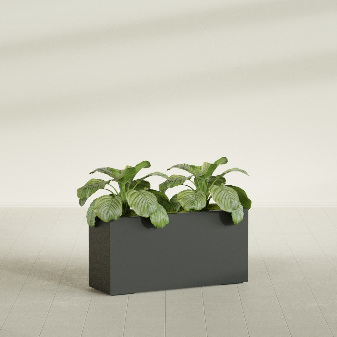 Miami Large Narrow Rectangle Fiberglass Planter - 36 in x 12 in x 18 in - Matte Charcoal - Matte Charcoal,36 in x 12 in x 18 in