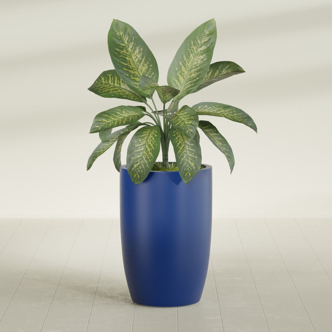 Lisbon Large Round Fiberglass Planter - 24 in x 24 in x 36 in - Matte Cobalt Blue - Matte Cobalt Blue,24 in x 24 in x 36 in