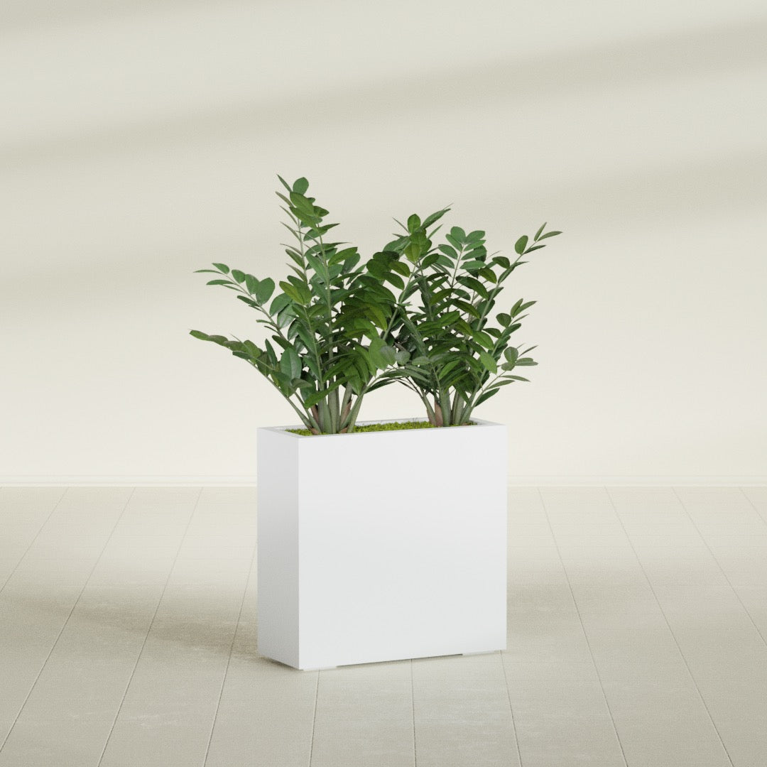 Milano Medium Narrow Rectangle Fiberglass Planter - 24 in x 10 in x 24 in - Gloss White - Gloss White,24 in x 10 in x 24 in