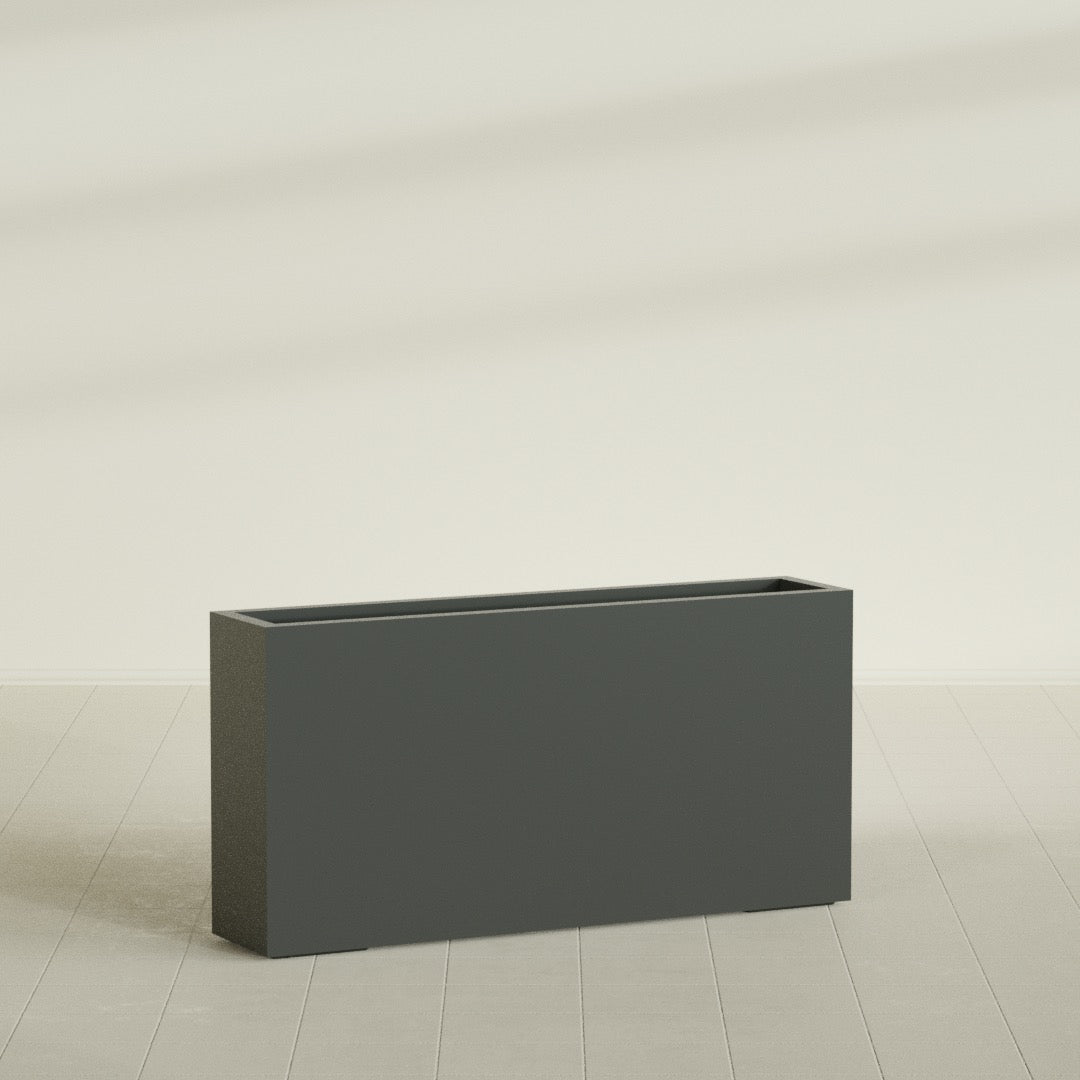 Milano Extra Large Narrow Rectangle Fiberglass Planter - 48 in x 10 in x 24 in - Matte Charcoal - Matte Charcoal,48 in x 10 in x 24 in