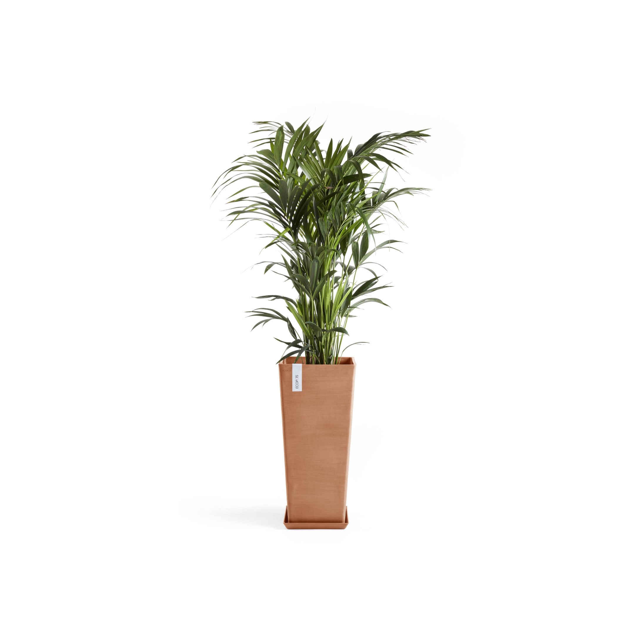 Rotterdam High Medium Square Planter - 12.6 in x 12.6 in x 27.5 in - Planter + Saucer - Terracotta - Terracotta,12.5 in x 12.5 in x 27.5 in,Planter + Saucer