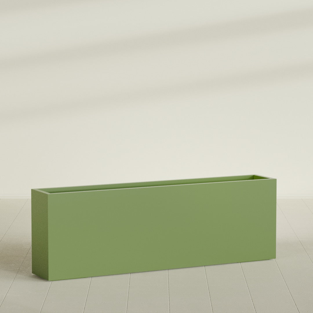 Hollywood Extra Large Narrow Rectangle Fiberglass Planter - 72 in x 12 in x 24 in - Satin Green - Satin Green,72 in x 12 in x 24 in