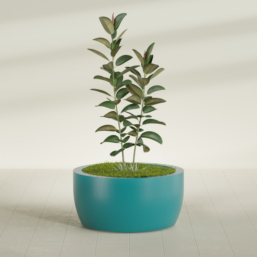 Casablanca Large Round Low Bowl Fiberglass Planter - 36 in x 36 in x 18 in - Satin Sea Foam - Satin Sea Foam,36 in x 36 in x 18 in