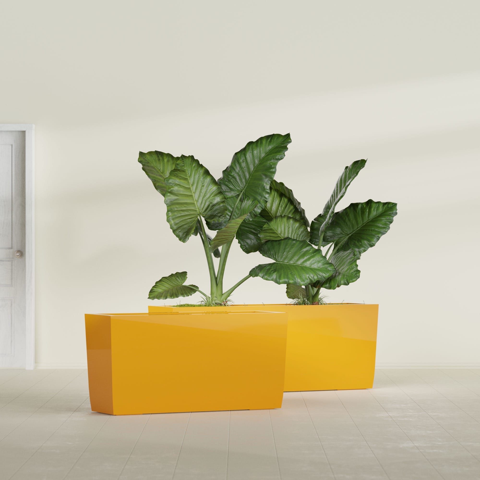 Panama Large Long Rectangle Fiberglass Planter - 36 in x 12 in x 18 in - Gloss Saffron - Gloss Saffron,36 in x 12 in x 18 in