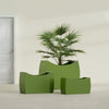 Seoul Large Curved Abstract Fiberglass Planter - 32 in x 12 in x 18 in - Satin Green - Satin Green,32 in x 12 in x 18 in