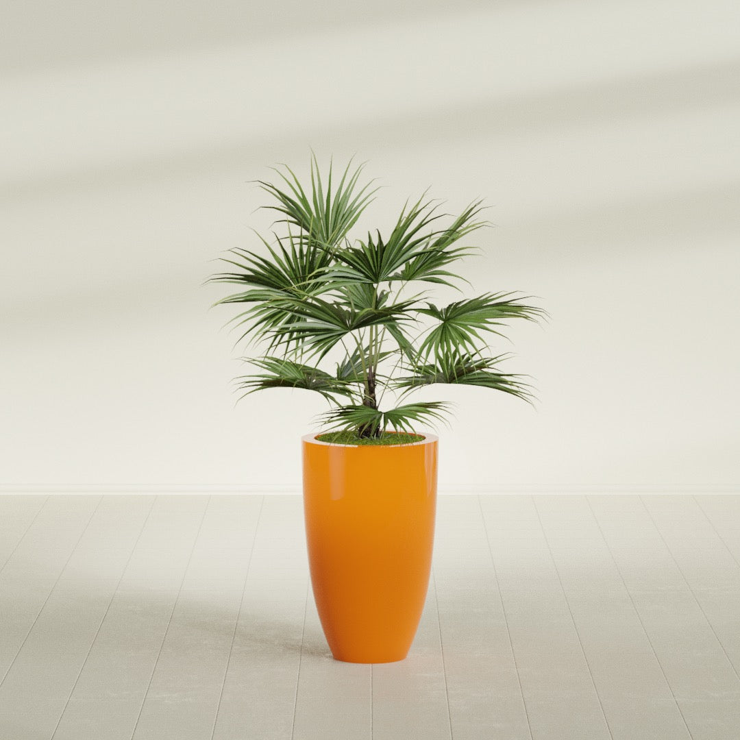Brannan Medium Round Fiberglass Planter - 18 in x 18 in x 29 in - Gloss Tangerine - Gloss Tangerine,18 in x 18 in x 29 in