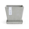 Rotterdam Small Square Planter - 8 in x 8 in x 7 in - Planter + Saucer - White Grey - White Grey,8 in x 8 in x 7 in,Planter + Saucer