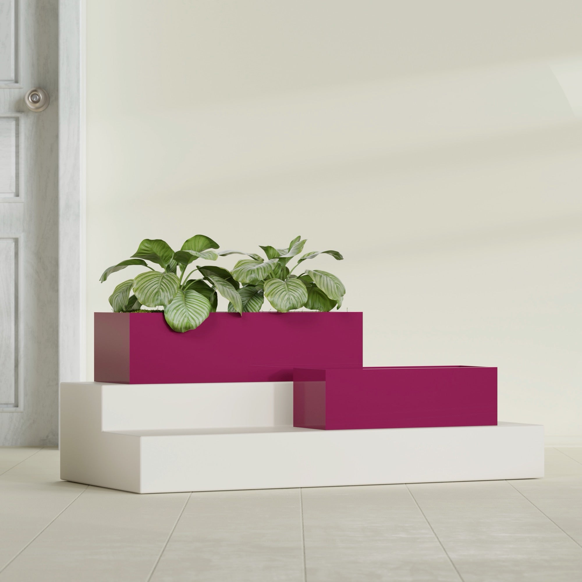 Reade Small Tabletop Rectangle Fiberglass Planter - 14 in x 5 in x 4.3 in - Gloss Eggplant - Gloss Eggplant,14 in x 5 in x 4.3 in