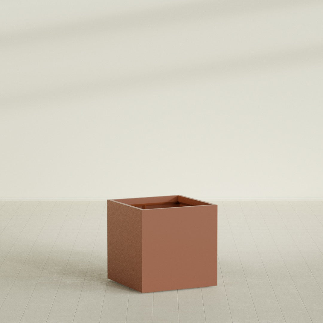 Montroy Large Cube Square Fiberglass Planter - 32 in x 32 in x 32 in - Matte Terracotta - Matte Terracotta,32 in x 32 in x 32 in