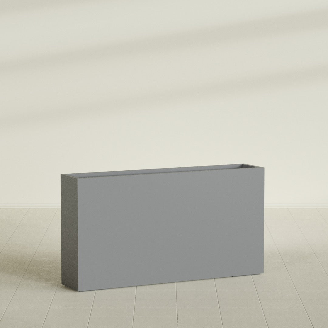 Delray Extra Large Long Rectangle Fiberglass Planter - 60 in x 12 in x 32 in - Metallic Gunmetal - Metallic Gunmetal,60 in x 12 in x 32 in